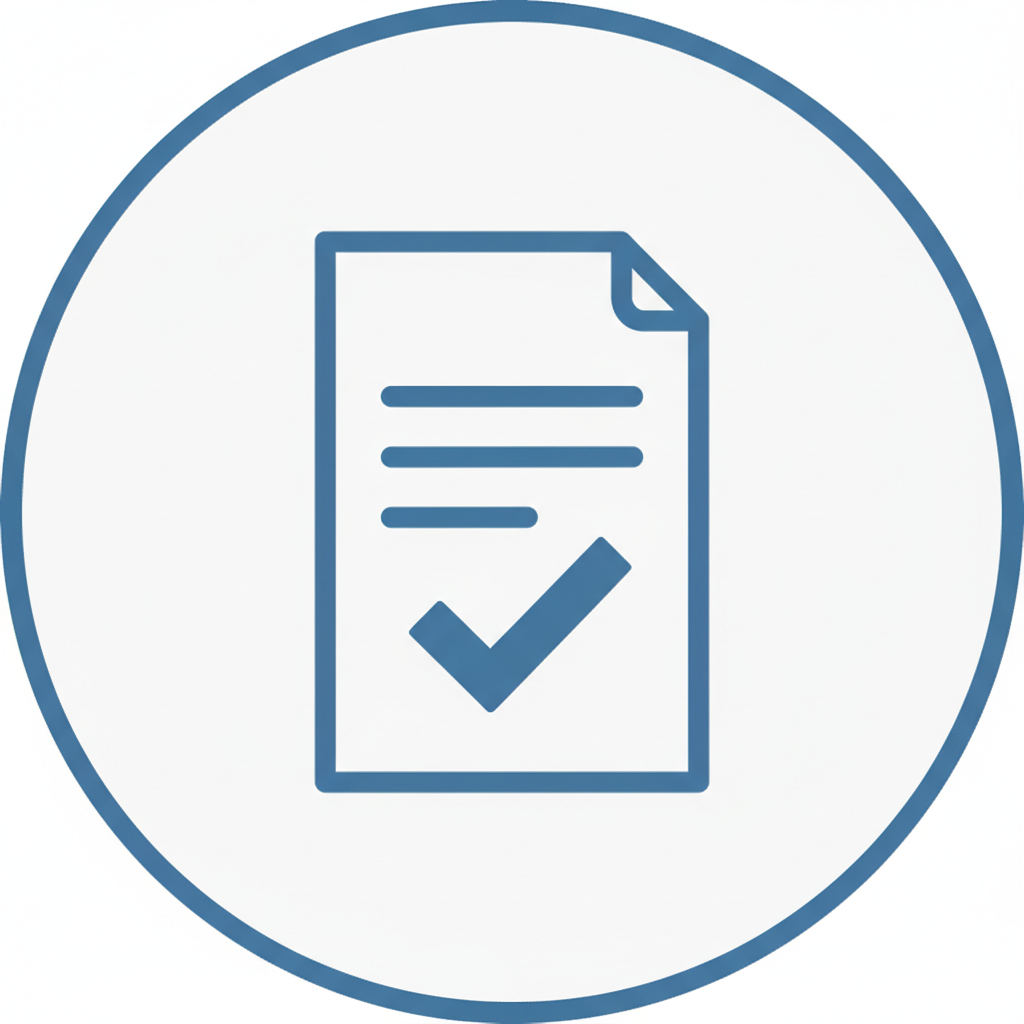 simple icon of Document with checkmark or Chart representing medical studies